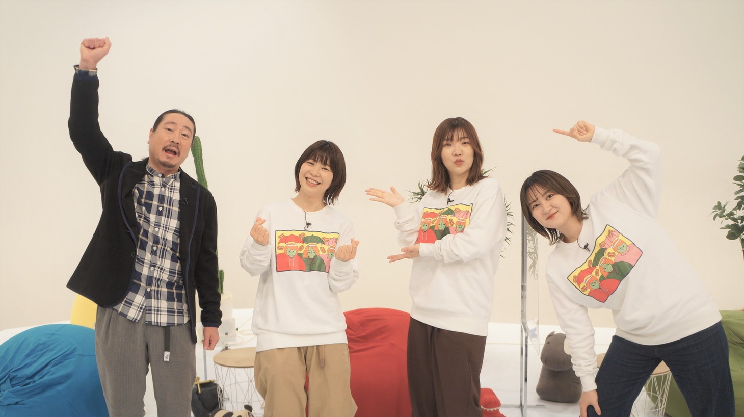 （左から）笑い飯・西田、Aマッソ加納、3時のヒロイン福田、ラランド・サーヤ。(c)テレビ朝日