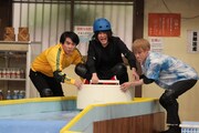 「新しいカギ」の「はこね男子プレゼンツ・箱根ソープウェイ選手権」に挑む、ランジャタイ、お見送り芸人しんいち（右）。(c)フジテレビ