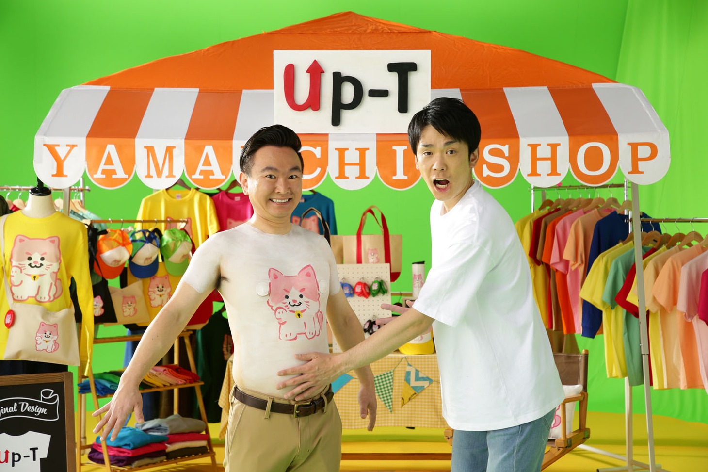 Up-T新CM「ボディペイント」編撮影の様子。