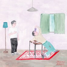 いとうひでみによる男性ブランコのイラスト。