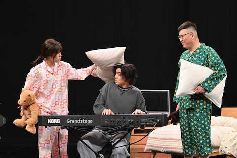 （左から）ヒコロヒー、藤井風、シソンヌ長谷川。(c)テレビ朝日