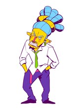 見取り図・盛山演じる縄髪鬼イキリ。