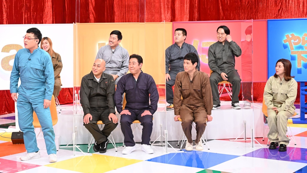 （前列左から）南海キャンディーズ山里、錦鯉、もう中学生、3時のヒロイン福田、（後列左から）納言・薄幸、岡野陽一、ジェラードンのアタック西本とかみちぃ。(c)TBS
