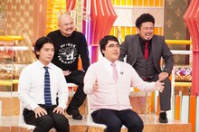 「ホンマでっか!?TV」にゲスト出演するマヂカルラブリー、鬼越トマホーク（後列）。(c)フジテレビ