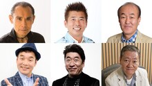 6月13日週に出演する（左上から時計回りに）片岡鶴太郎、勝俣州和、温水洋一、高田文夫、ダチョウ倶楽部・寺門、ダチョウ倶楽部・肥後。
