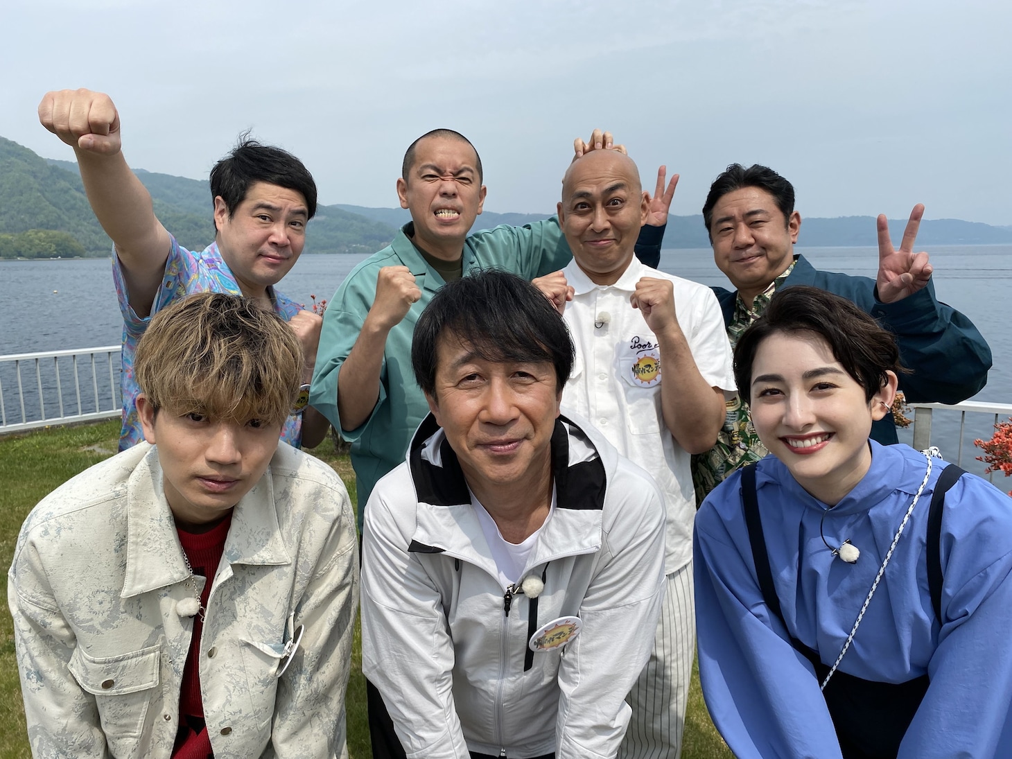 「帰れマンデー見っけ隊!!」に出演する（前列左から）高地優吾、原田雅彦、早見あかり、（後列左から）タカアンドトシ、錦鯉。(c)テレビ朝日
