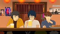 「アルピーテイル」でアニメ化された、アルコ＆ピース酒井、三四郎・相田、阿諏訪泰義のユニット「アテのない3人」のコントのワンシーン。(c)テレビ朝日