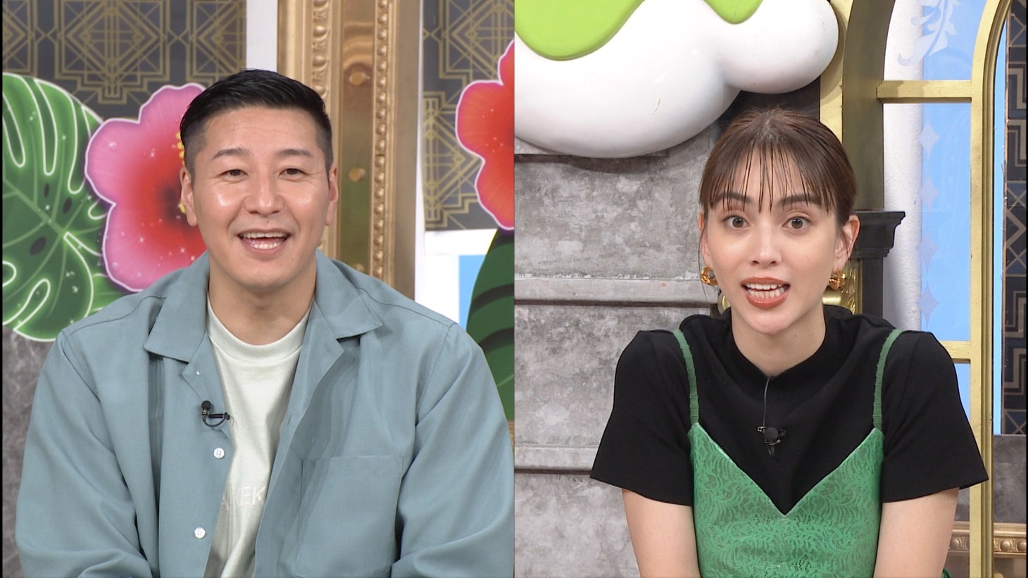 左からチョコレートプラネット長田、滝沢カレン。(c)日本テレビ