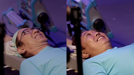 WebCM「マス目で指揮する 勇者篇」撮影中の様子。