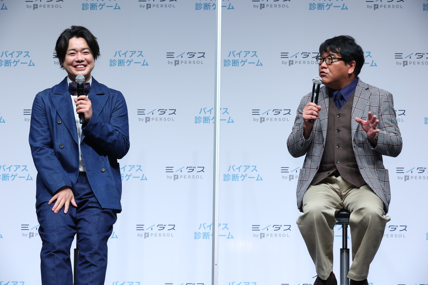 左からぺこぱシュウペイ、カンニング竹山。