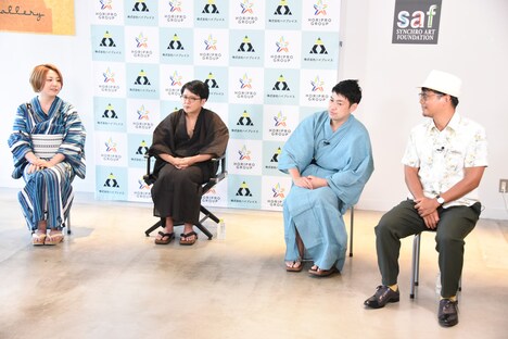 左から関瞳氏、ダブルブッキング川元、都丸皓介マネージャー、坂本大地氏。