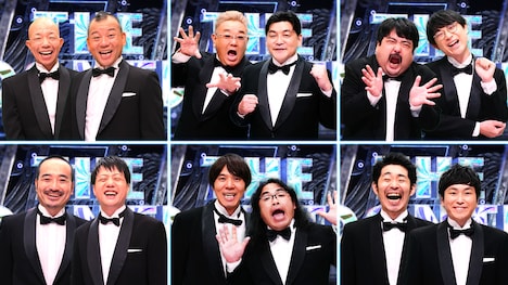 （上段左から）バイきんぐ、サンドウィッチマン、空気階段、（下段左から）かもめんたる、ロッチ、しずる。(c)フジテレビ