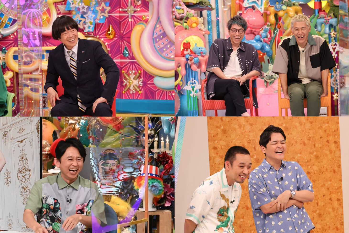 （上段左から）蛍原徹、ロンドンブーツ1号2号、（下段左から）有吉弘行、千鳥。(c)テレビ朝日