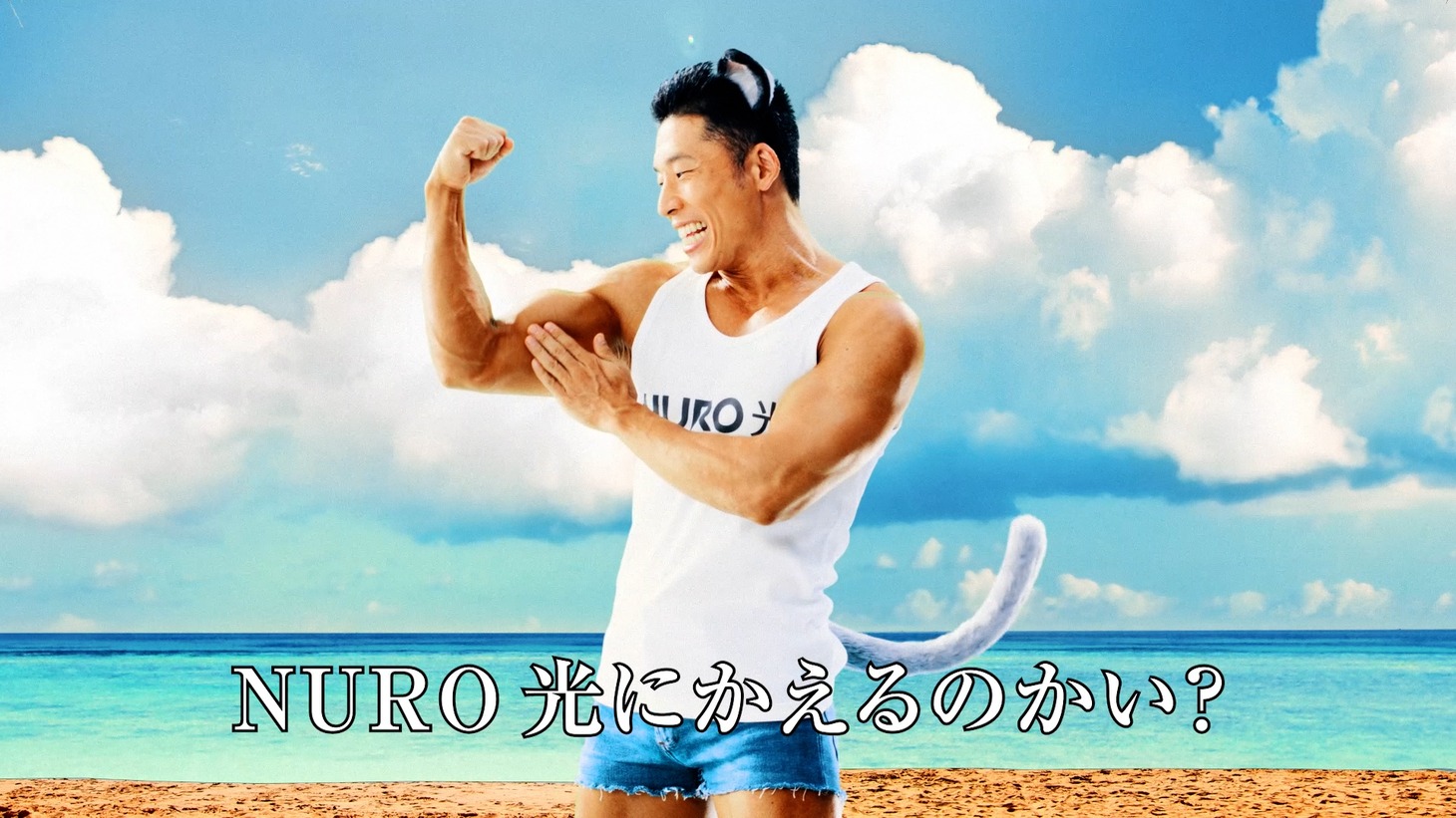 なかやまきんに君が出演するWebCM「どっちニャンだい？」編より。
