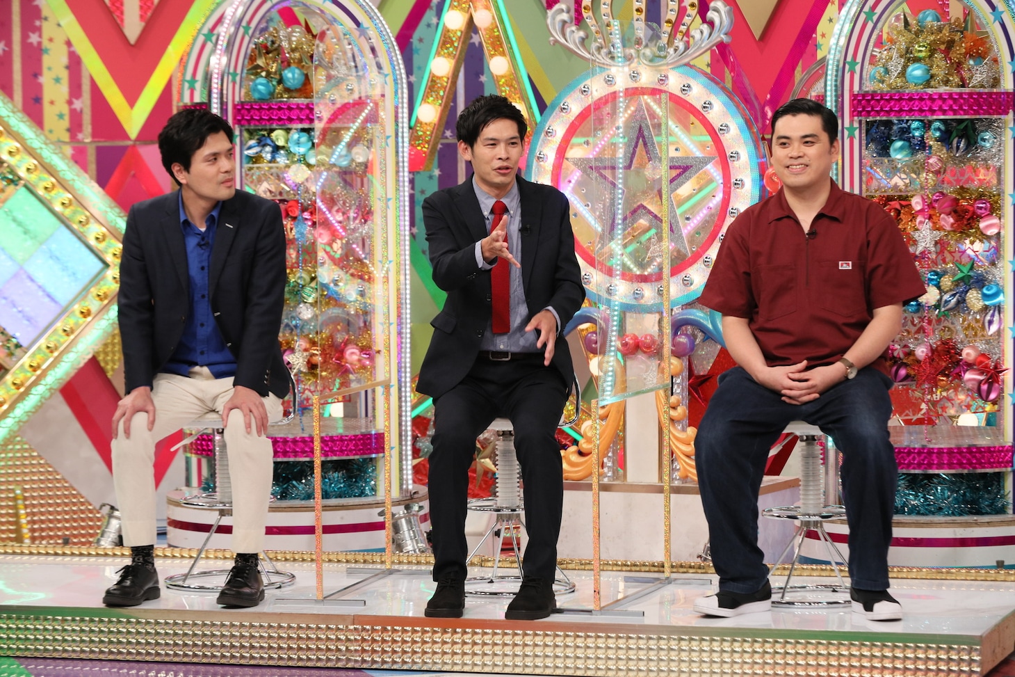 左から、マユリカ阪本、カカロニすがや、ななまがり初瀬。(c)テレビ朝日