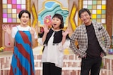 左からホラン千秋、なるみ、メッセンジャー黒田。