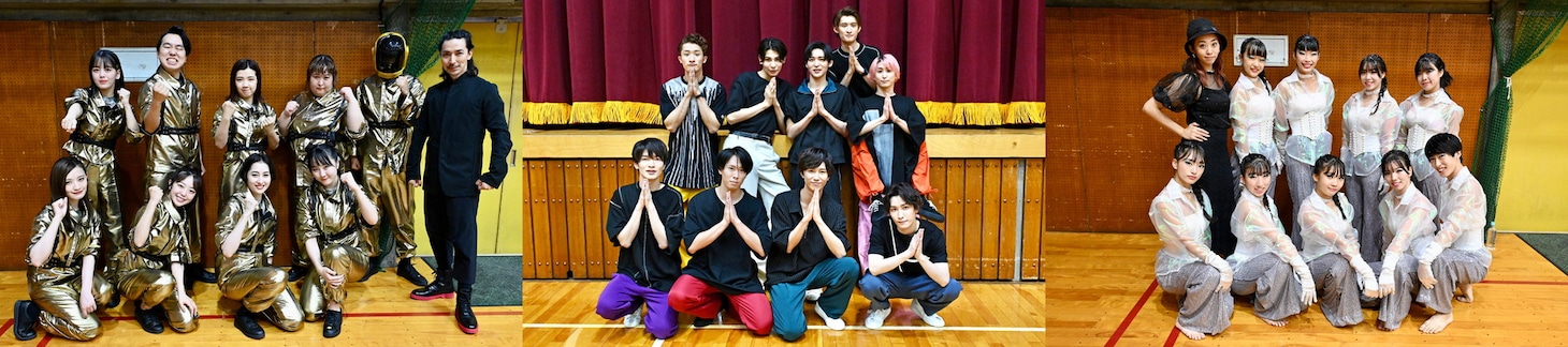 左から、ダンス最強芸能人チーム、Snow Man、山村国際高等学校ダンス部。(c)TBS