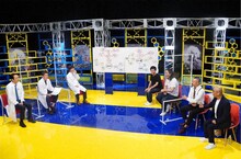 5GAPとかが屋による「令和のお笑い大実験！混ぜるなチャップリン」の収録の様子。