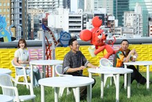 「テレビ千鳥」SPの「パンにコレ挟んだら旨いんじゃ!!」に出演する（左から）藤田ニコル、東野幸治、千鳥・大悟。(c)テレビ朝日