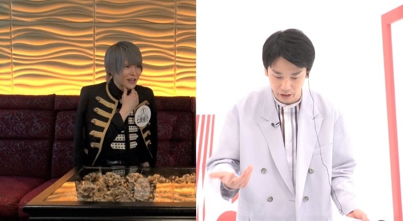 ホストを遠隔操作する、かまいたち濱家（右）。(c)TBS