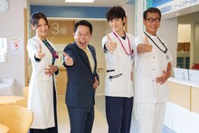 左から、菜々緒、ダイアン津田、岡田将生、中井貴一。(c)テレビ朝日