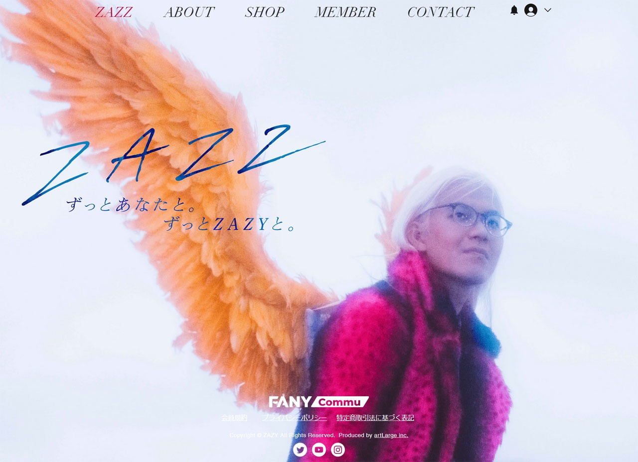 ZAZYのオフィシャルサイト「ZAZZ」より。