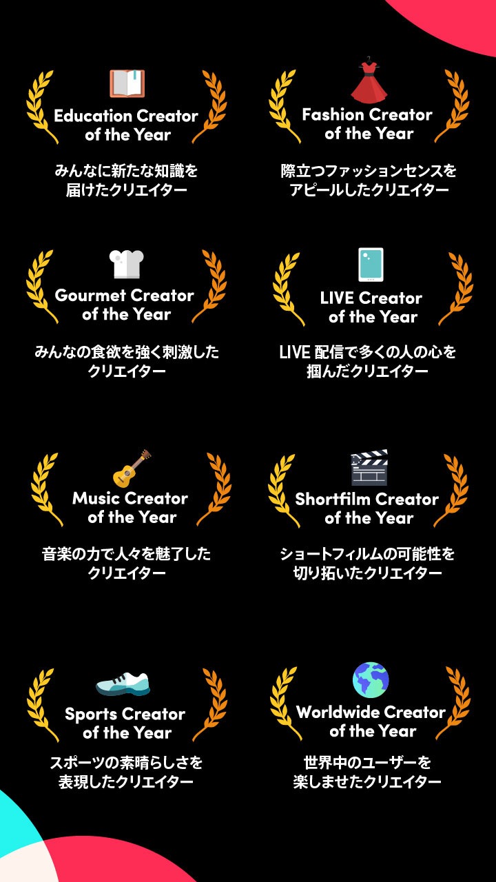 TikTok「oo Creator of the Year」の部門。