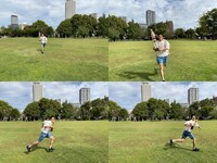 トロフィーを持って走るネイビーズアフロみながわ。