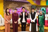 「ドーナツトーク」に出演する（左から）ヒコロヒー、鷲見玲奈、銀シャリ橋本、水野美紀、PORIN。(c)CBC