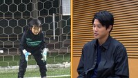 内田篤人と女子ゴールキーパー。(c)テレビ朝日