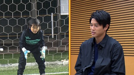内田篤人と女子ゴールキーパー。(c)テレビ朝日