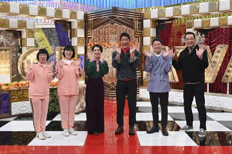 左から、阿佐ヶ谷姉妹、ホラン千秋、長嶋一茂、サバンナ高橋、槙原寛己。(c)テレビ朝日