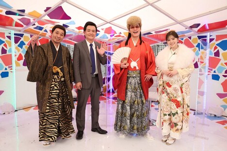 左から、千鳥、麒麟・川島、白石麻衣。(c)フジテレビ