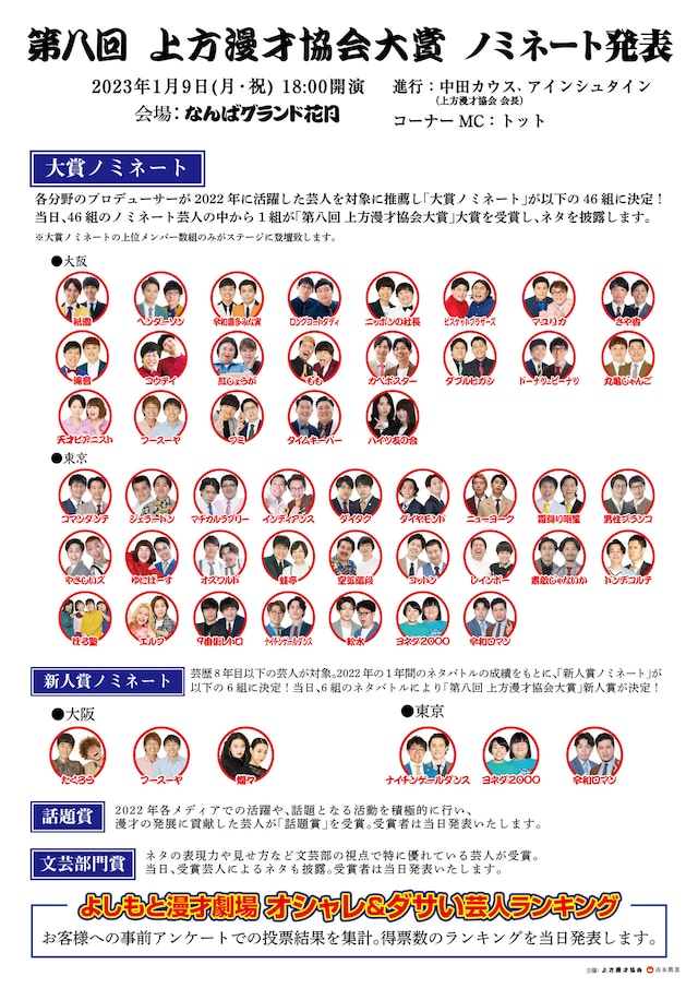 「第八回上方漫才協会大賞」ポスター