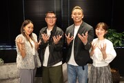 「THEスピリット ~闘魂レスラー発掘プロジェクト~」に出演する(左から)みちょぱ、シソンヌ長谷川、オカダ・カズチカ、豊崎由里絵。(c)フジテレビ