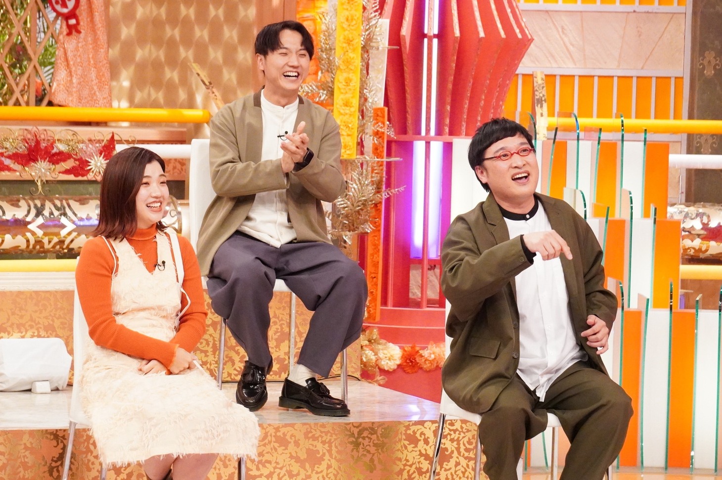 左から、3時のヒロイン福田、コロコロチキチキペッパーズ西野、南海キャンディーズ山里。(c)フジテレビ