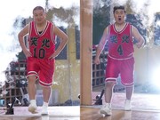 「高校バスケ全国制覇の道」に出演する（左から）チョコレートプラネット松尾、ハナコ岡部。(c)フジテレビ