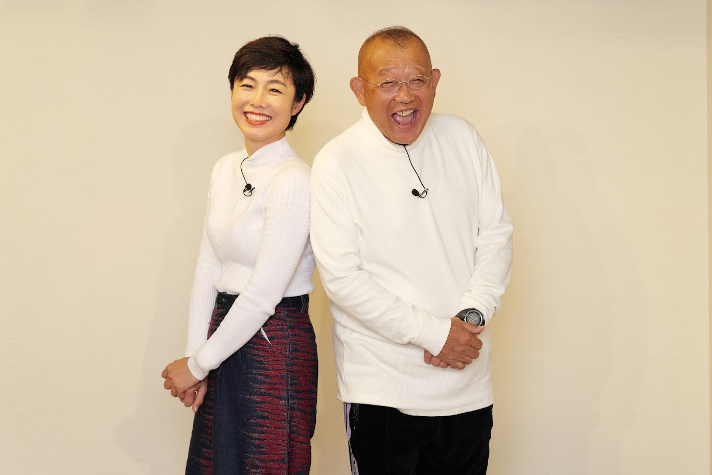 「無学 鶴の間」第9回に出演したゲストの有働由美子（左）と笑福亭鶴瓶。