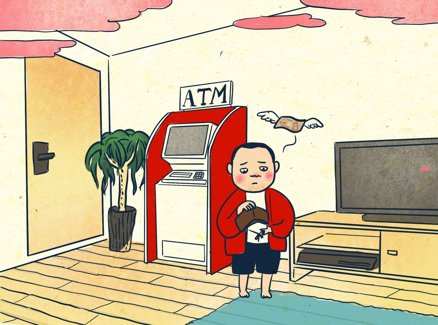 「北斎のお部屋探し九十三景 by at home」に登場するイラスト。