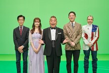 左から、岸博幸、谷まりあ、出川哲朗、サバンナ高橋、デーブ・スペクター。(c)CBC