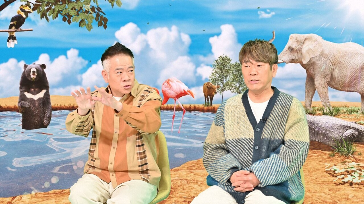 FUJIWARA原西のゴリラ芸に動物園のライオンが興味津々