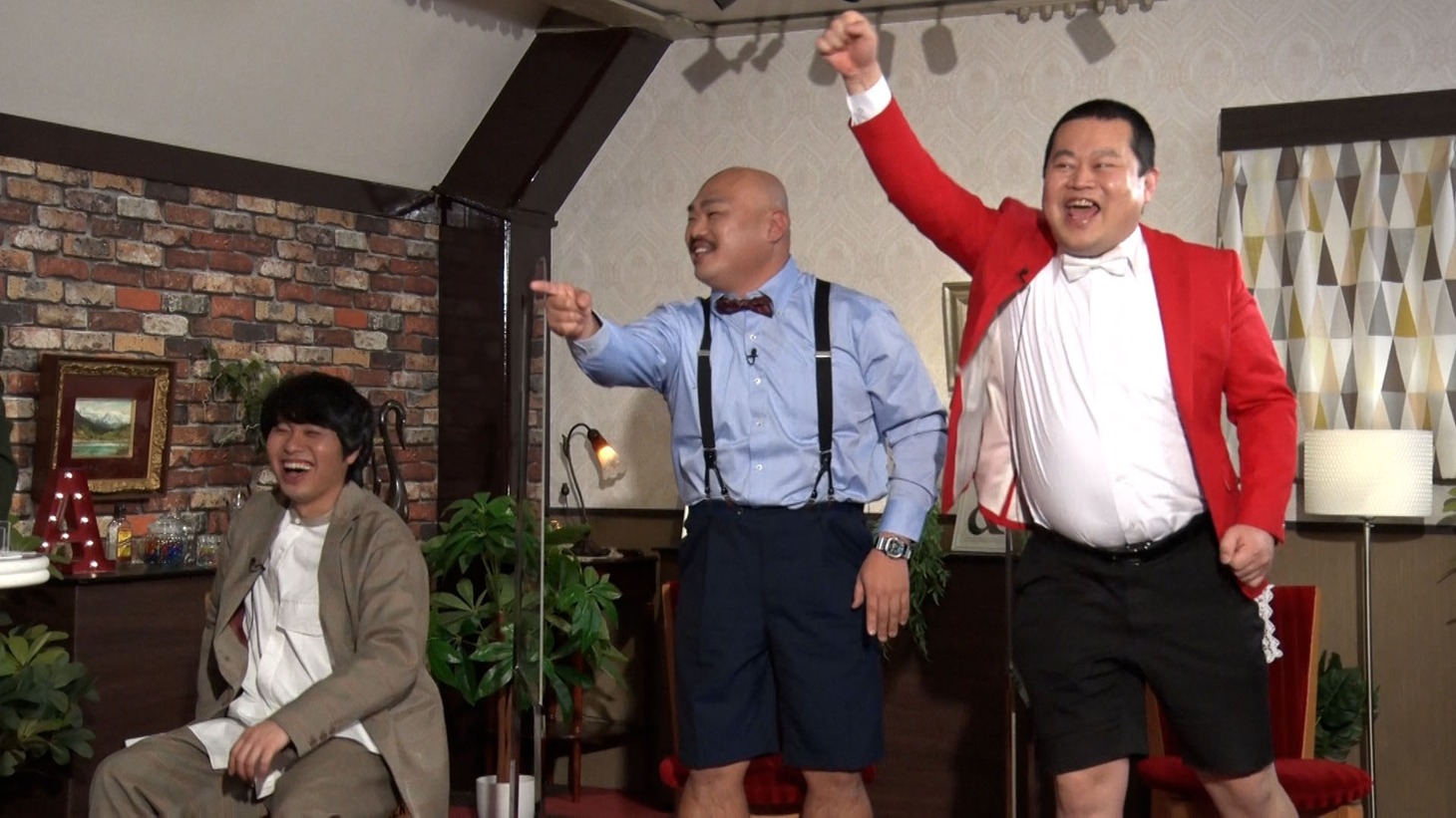 左から、さらば青春の光・東ブクロ、安田大サーカス・クロちゃん、モグライダーともしげ。