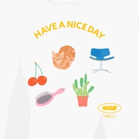 「ザ・森東 × ME-Q × PARCO 愛猫のいる暮らしTシャツ」の背面。