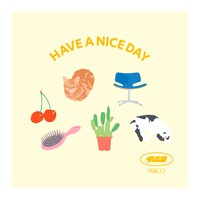 「ザ・森東 × ME-Q × PARCO 愛猫のいる暮らし タオルハンカチ イエロー」