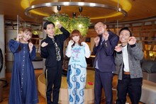 左から高城れに、ハライチ岩井、中川翔子、カミナリ。(c)BSテレ東