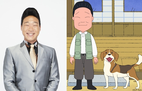 左からみやぞん、みやぞんが演じる大工の宮ちゃん。