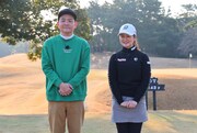 「ノブゴルフクラシック」に出演する千鳥ノブ、川崎春花プロ。(c)フジテレビ