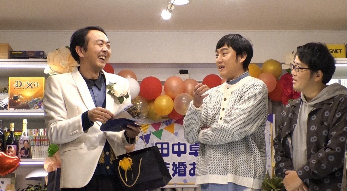 「櫻井・有吉THE夜会」に出演する（左から）アンガールズ田中、ロバート山本、ドランクドラゴン鈴木。かつてユニット「悲愴感」を組んだ3人だ。(c)TBS