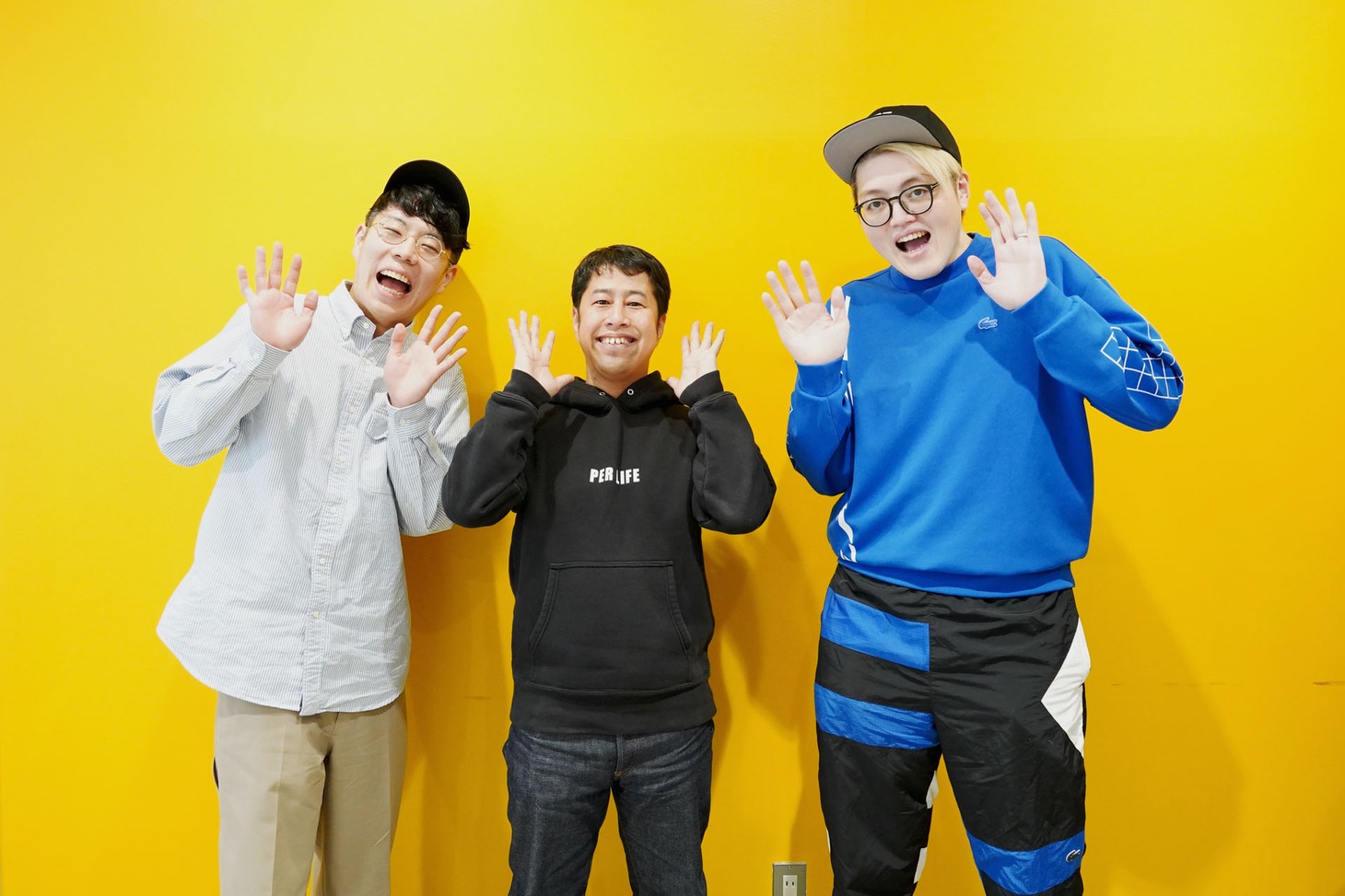 左から令和ロマン高比良くるま、ウエストランド井口、飯塚大悟。