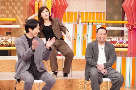 左から、かまいたち濱家、ヒコロヒー、千鳥・大悟。(c)フジテレビ